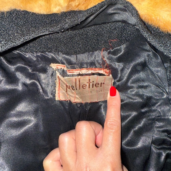 Vintage 1930s Elegant Art Deco Black Bouclé Wool Coat with Fur Collar - Picture 12 of 12